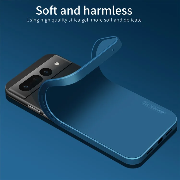PINWUYO JK TPU-2 Serie für Google Pixel 7 Pro 5G Handyhülle Faser Flock Futter Schutzhülle - Dunkelblau