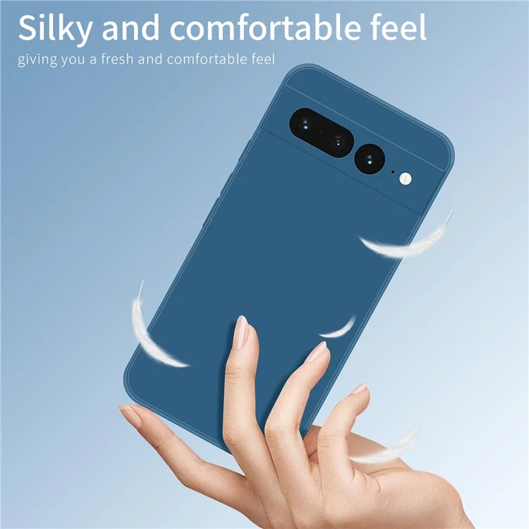 PINWUYO JK TPU-2 Serie für Google Pixel 7 Pro 5G Handyhülle Faser Flock Futter Schutzhülle - Dunkelblau