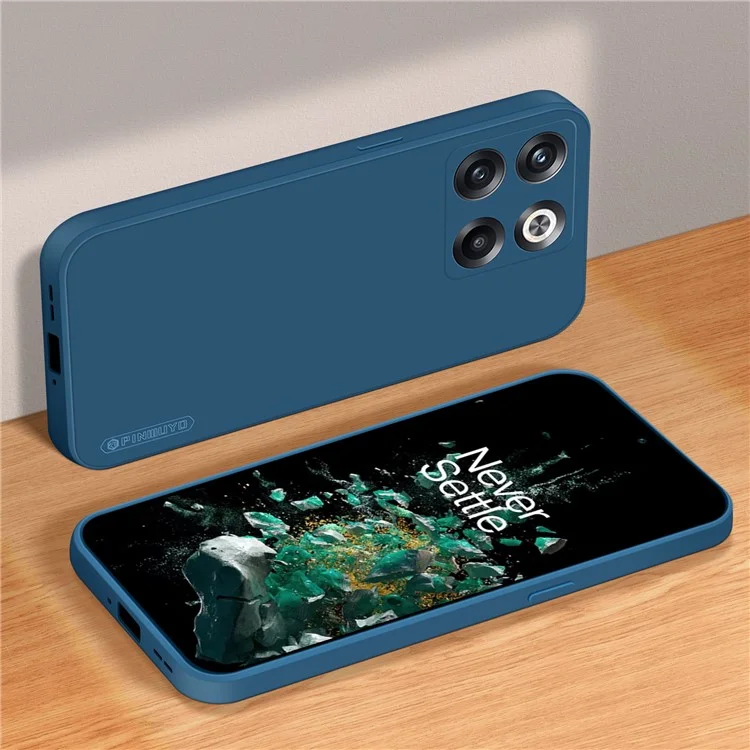 PINWUYO For OnePlus Ace Pro 5G / 10T 5G Phone TPU Case Fiber Flocking Lining Anti-Drop Phone Cover - Dark Blue