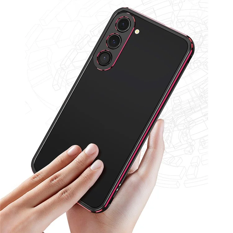 Pour Samsung Galaxy S23 Metal Bumper Frame Hard Phone Case avec Couvercle Objectif Caméra - Noir / Rouge