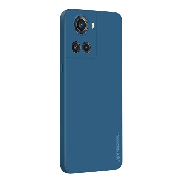 PINWUYO JK TPU-2 Series Back Case for OnePlus Ace 5G / 10R 5G Fiber Flocking Lining Precise Cutouts TPU Phone Cover - Dark Blue