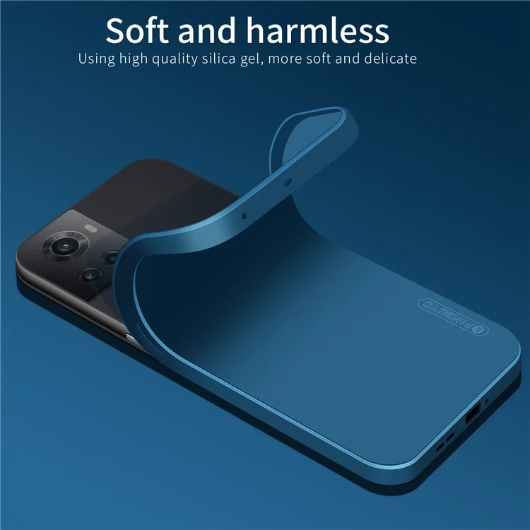 PINWUYO JK TPU-2 Series Back Case for OnePlus Ace 5G / 10R 5G Fiber Flocking Lining Precise Cutouts TPU Phone Cover - Dark Blue