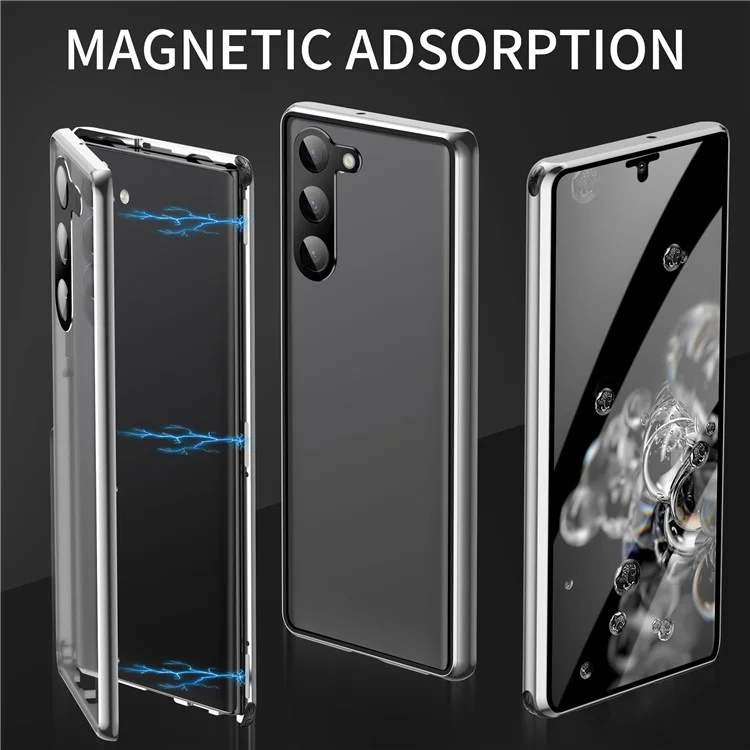 Чехол для телефона Samsung Galaxy S23+ с антипичкой, металлический закаленный стеклянный чехол (без разблокировки отпечатка пальца) - синий