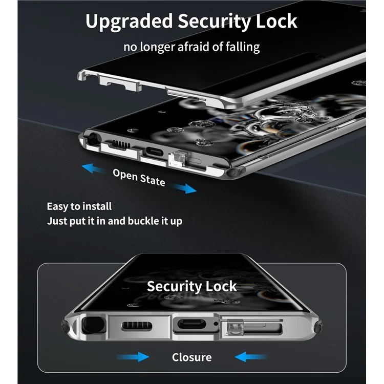 Чехол для телефона Samsung Galaxy S23+ с антипичкой, металлический закаленный стеклянный чехол (без разблокировки отпечатка пальца) - синий