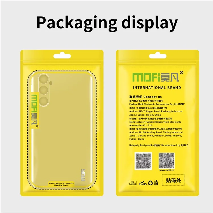 MOFI For Samsung Galaxy M14 5G Transparent Phone TPU Case Anti-scratch Smartphone Cover
