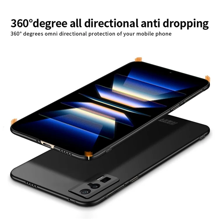 MOFI JK PC Série-1 Bouclier pour Xiaomi Poco F5 Pro 5G / Redmi K60 Pro 5G / K60 5G Étui de téléphone dur anti-traces de doigts mat - Noir 