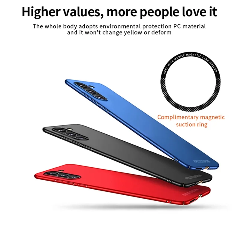 PINWUYO PC Series for Samsung Galaxy S23+ Matte Case Cell Phone Cover with Magnetic Ring Holder - Black