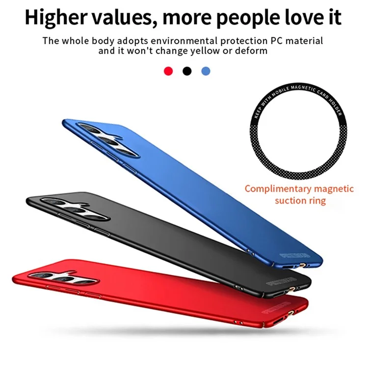 PINWUYO PC-Serie für Samsung Galaxy A34 5G, matter Handyhülle Smartphone-Cover mit magnetischem Ringhalter - Schwarz