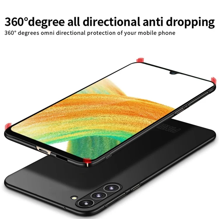 PINWUYO PC-Serie für Samsung Galaxy A34 5G, matter Handyhülle Smartphone-Cover mit magnetischem Ringhalter - Schwarz