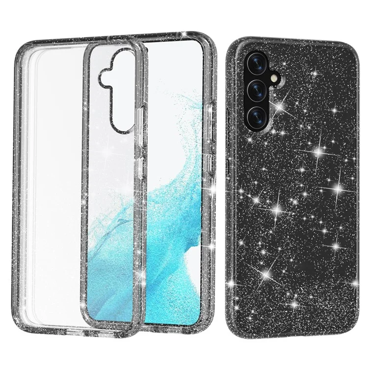 Per Samsung Galaxy A34 5G Scintillante Glitter Case Anti-Graffio PC Rigido TPU Morbido Copertura per Telefono - Grigio Lucido