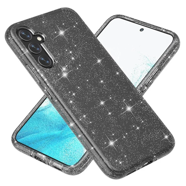 Per Samsung Galaxy A34 5G Scintillante Glitter Case Anti-Graffio PC Rigido TPU Morbido Copertura per Telefono - Grigio Lucido