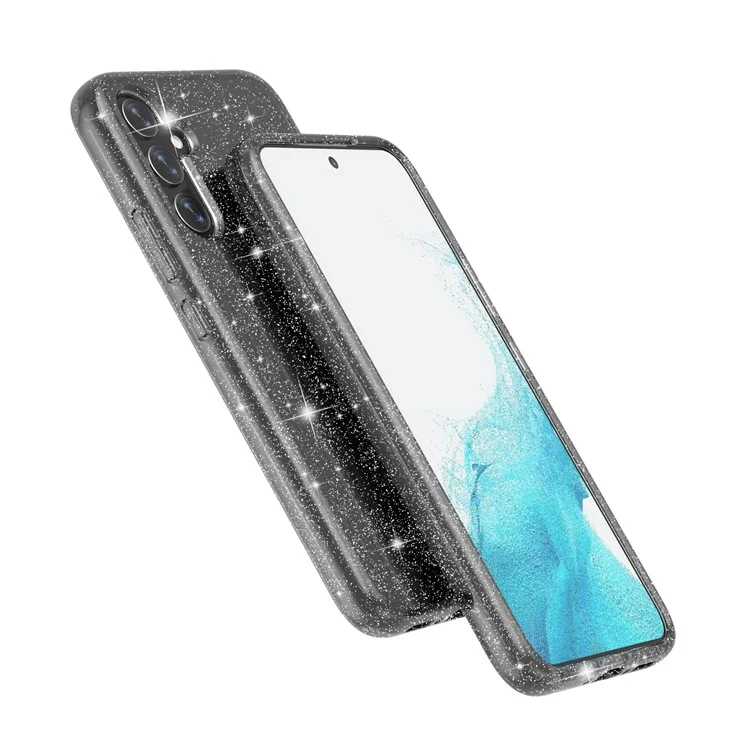 Per Samsung Galaxy A34 5G Scintillante Glitter Case Anti-Graffio PC Rigido TPU Morbido Copertura per Telefono - Grigio Lucido