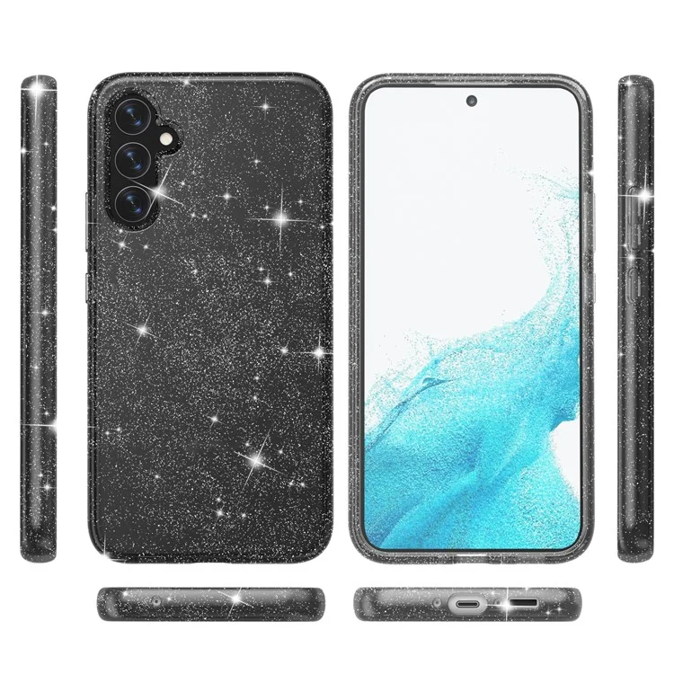 Per Samsung Galaxy A34 5G Scintillante Glitter Case Anti-Graffio PC Rigido TPU Morbido Copertura per Telefono - Grigio Lucido