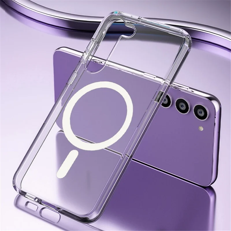 Per Samsung Galaxy S23+ Custodia per telefono sottile e trasparente in PC duro e TPU morbido anti-caduta e magnetica - Trasparente