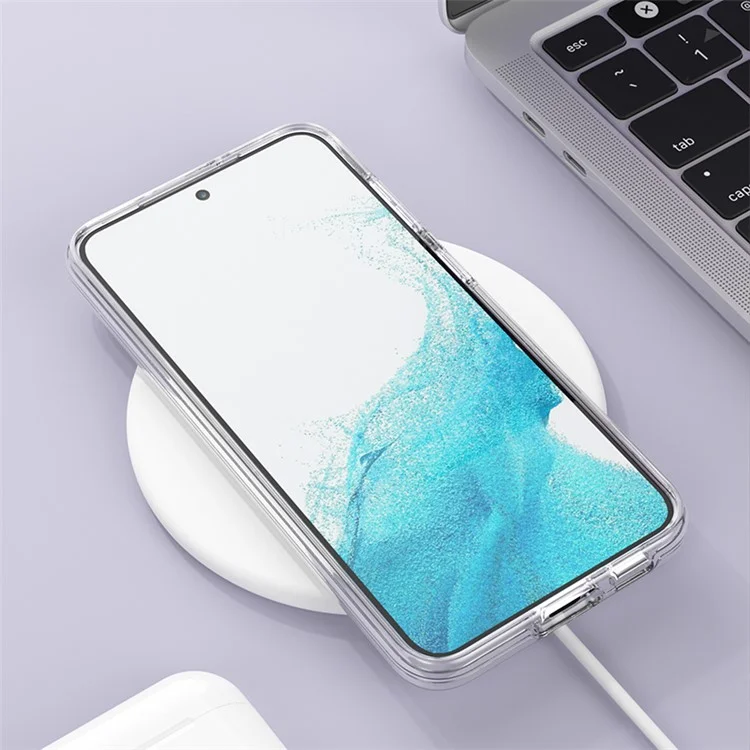 For Samsung Galaxy S23+ Slim Clear Phone Case Hard PC Soft TPU Anti-Drop Magnetic Cover - Shiny White