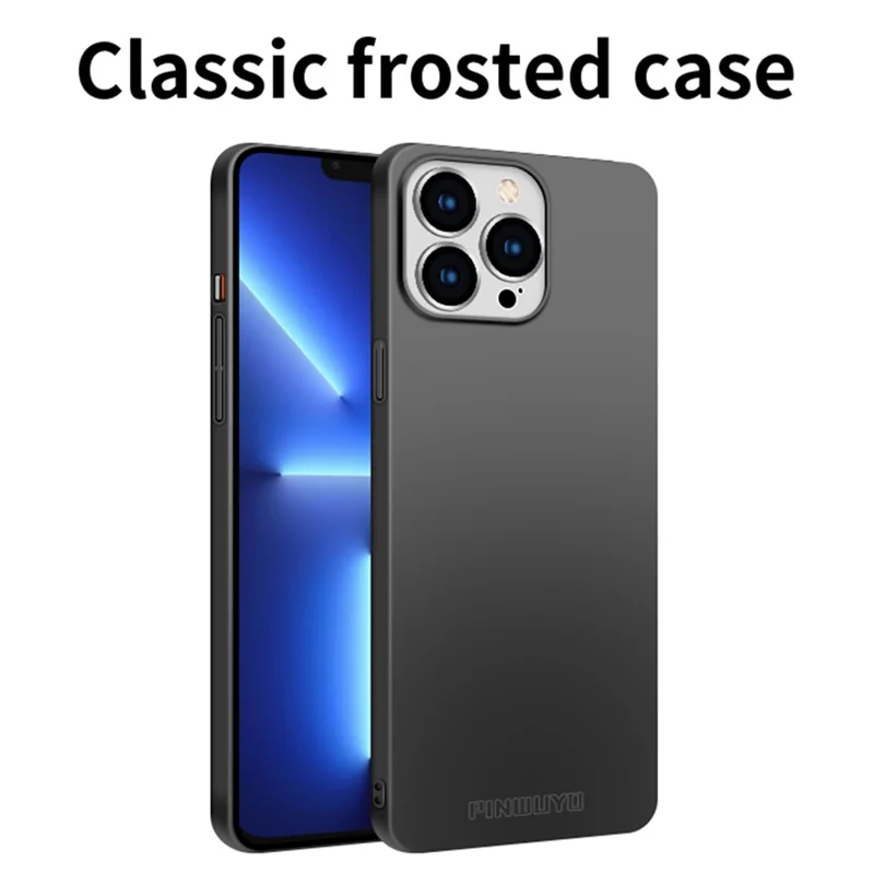 PINWUYO PC Series for iPhone 13 Pro Max 6.7 inch Matte Texture Phone Cover with Magnetic Ring Holder - Black