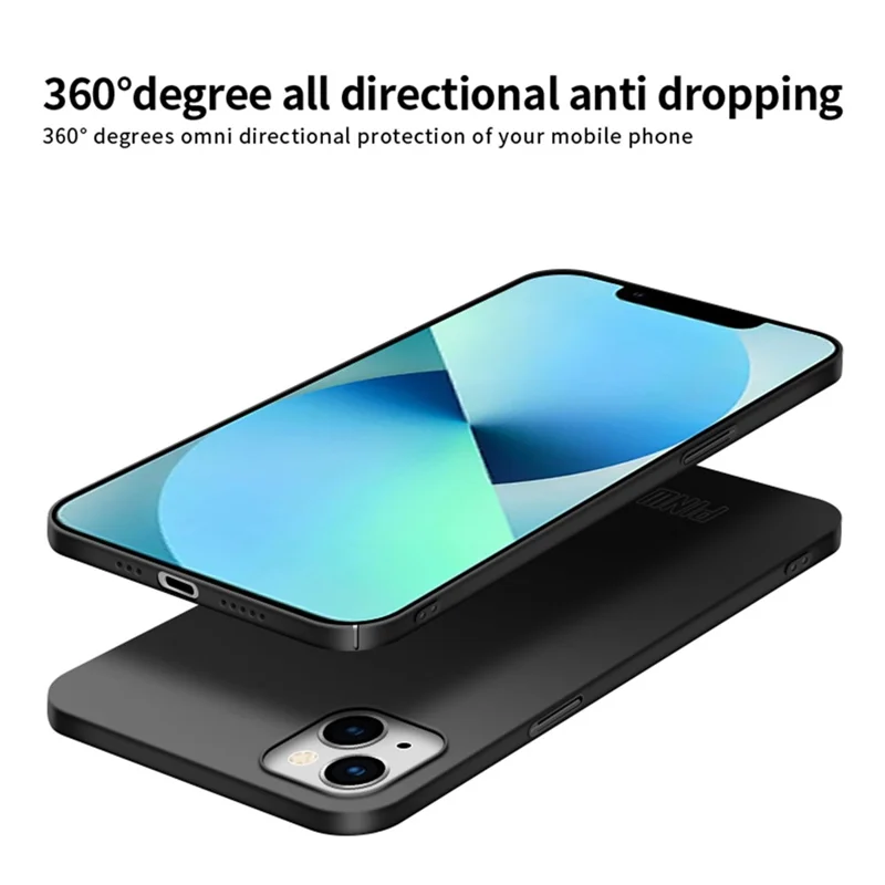 PINWUYO PC Series for iPhone 13 6.1 inch Matte Phone Case Hard PC Cover with Magnetic Ring Holder - Black