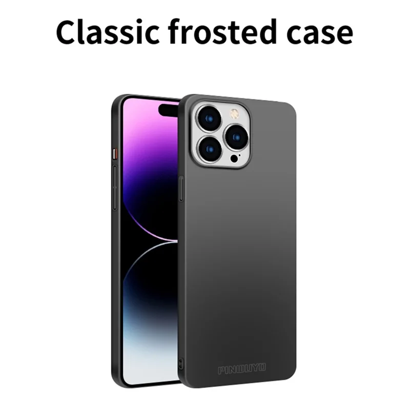 PINWUYO PC Series for iPhone 14 Pro Max Shockproof Phone Case Matte Hard PC Cover with Magnetic Ring Holder - Black