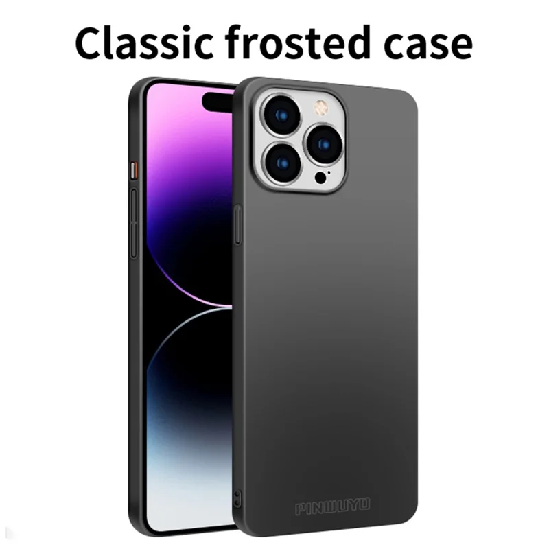 PINWUYO PC Series for iPhone 14 Pro Phone Case Matte Hard PC Shock Absorption Cover with Magnetic Ring Holder - Black