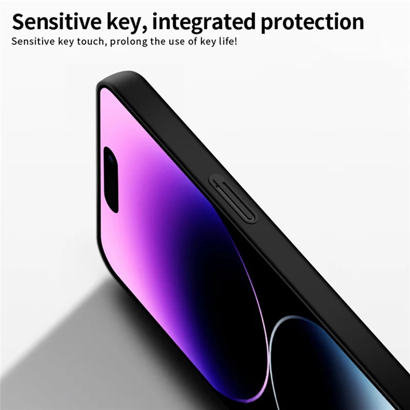 PINWUYO PC Series for iPhone 14 Pro Phone Case Matte Hard PC Shock Absorption Cover with Magnetic Ring Holder - Black