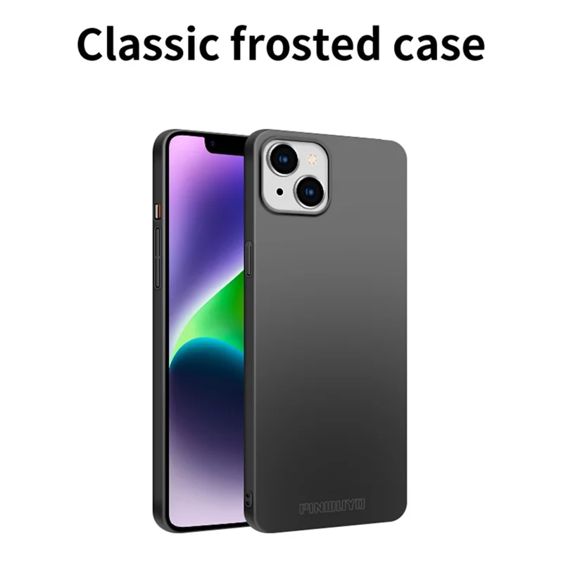 PINWUYO PC Series for iPhone 14 Matte Anti-Slip Case Hard PC Phone Cover with Magnetic Ring Holder - Black