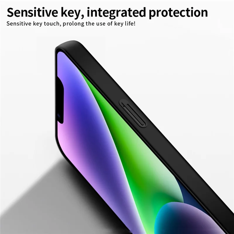 PINWUYO PC Series for iPhone 14 Matte Anti-Slip Case Hard PC Phone Cover with Magnetic Ring Holder - Black