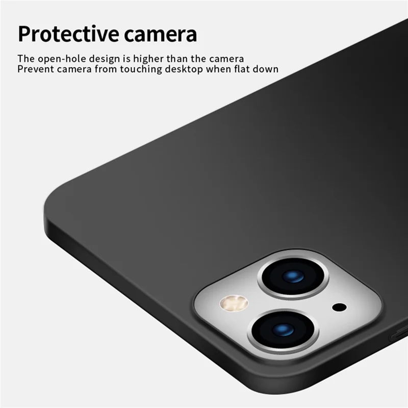 PINWUYO PC Series for iPhone 14 Matte Anti-Slip Case Hard PC Phone Cover with Magnetic Ring Holder - Black