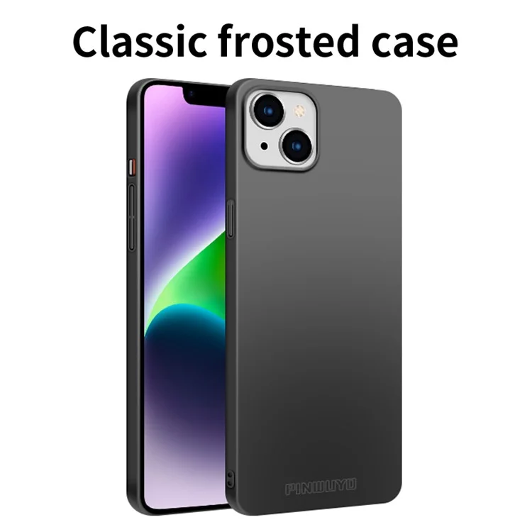 PINWUYO PC-Serie für iPhone 14 Plus Matte Hard PC Backcover mit Magnetring Halter - Schwarz