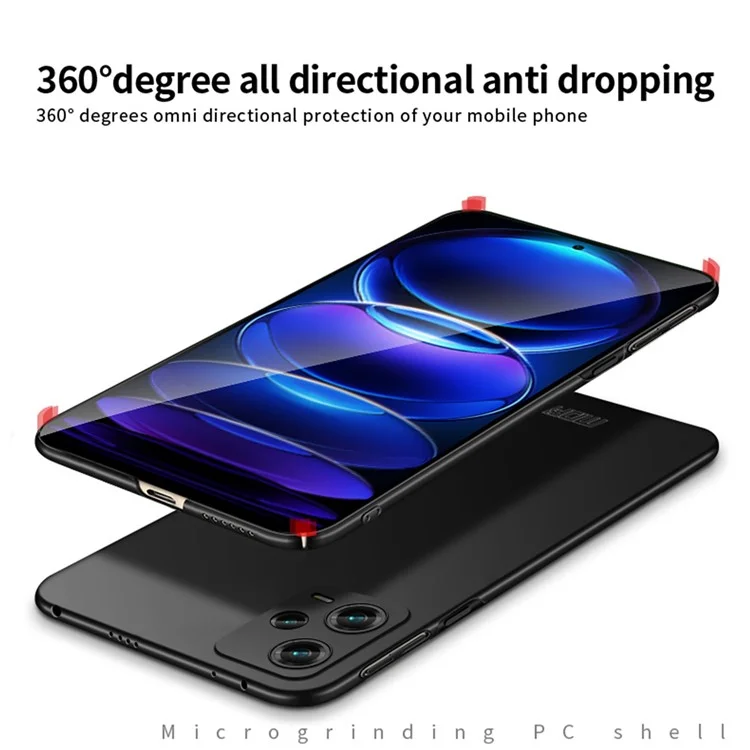 MOFI JK PC Series-1 Shield Matte Case per Xiaomi Redmi Note 12 Pro 5G, Custodia Rigida in PC Antiurto - Nero