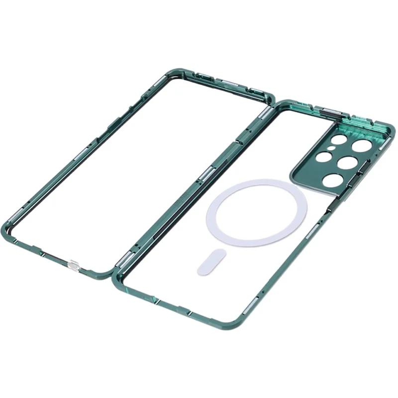 Para Samsung Galaxy S21 Ultra 5G Caixa Magnética da Moldura de Meta - Verde