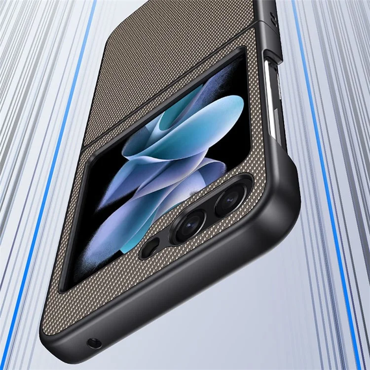 Pour Samsung Galaxy Z Flip5 5G Coque de téléphone en fibre de carbone PU Cuir + PC Très Mince - Carbone Or