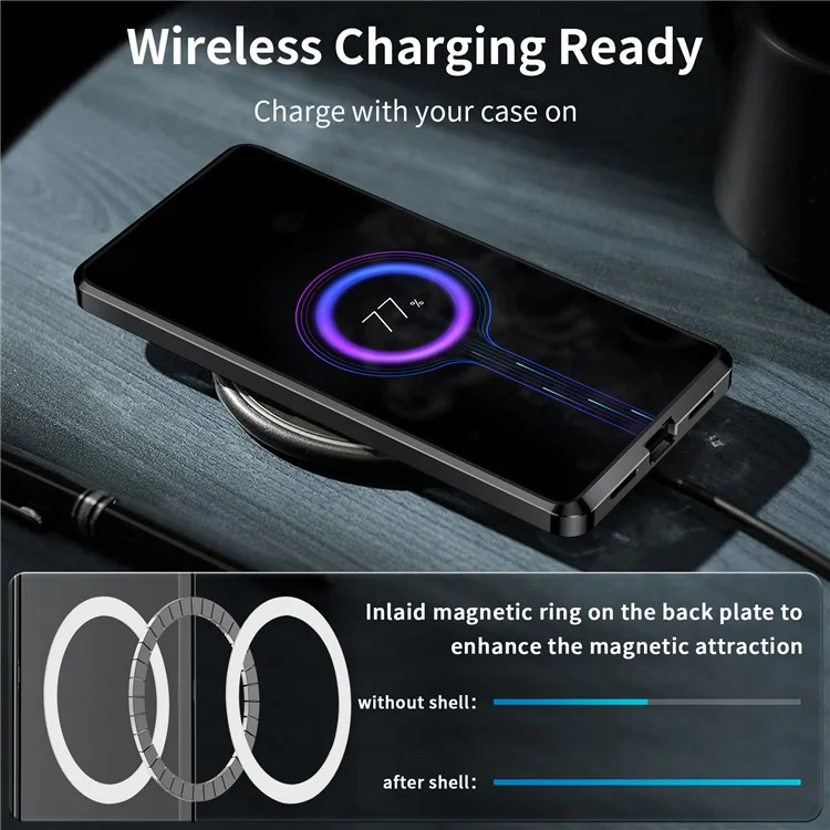 For Samsung Galaxy S23 FE Magnetic Phone Case Camera  Protection Metal Frame Matte Back Cover - Black