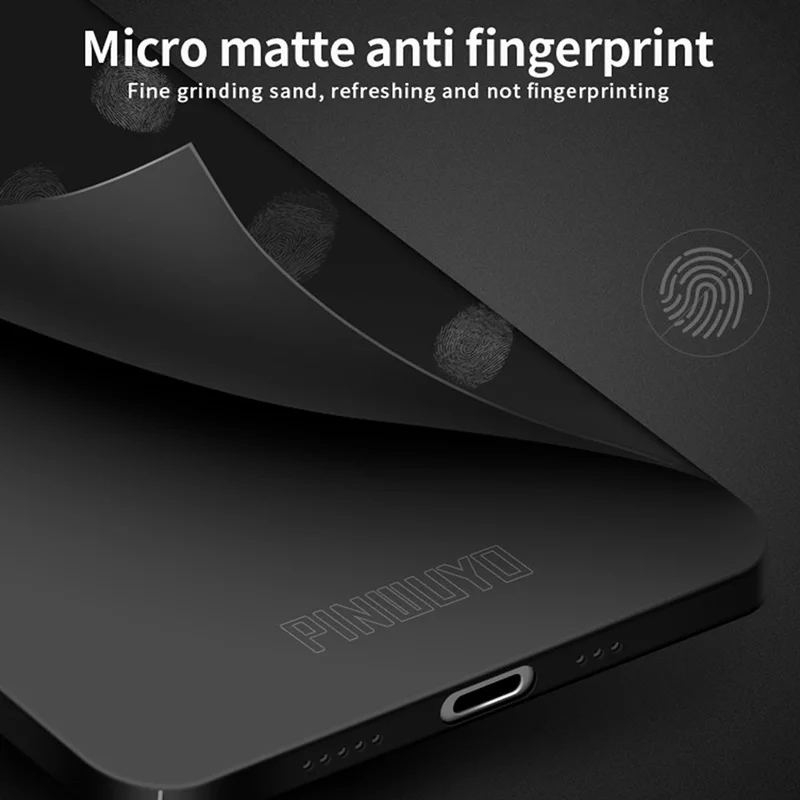 PINWUYO PC Series for iPhone 15 Pro Max Matte Phone Case Hard PC Phone Cover with Magnetic Ring Holder - Black