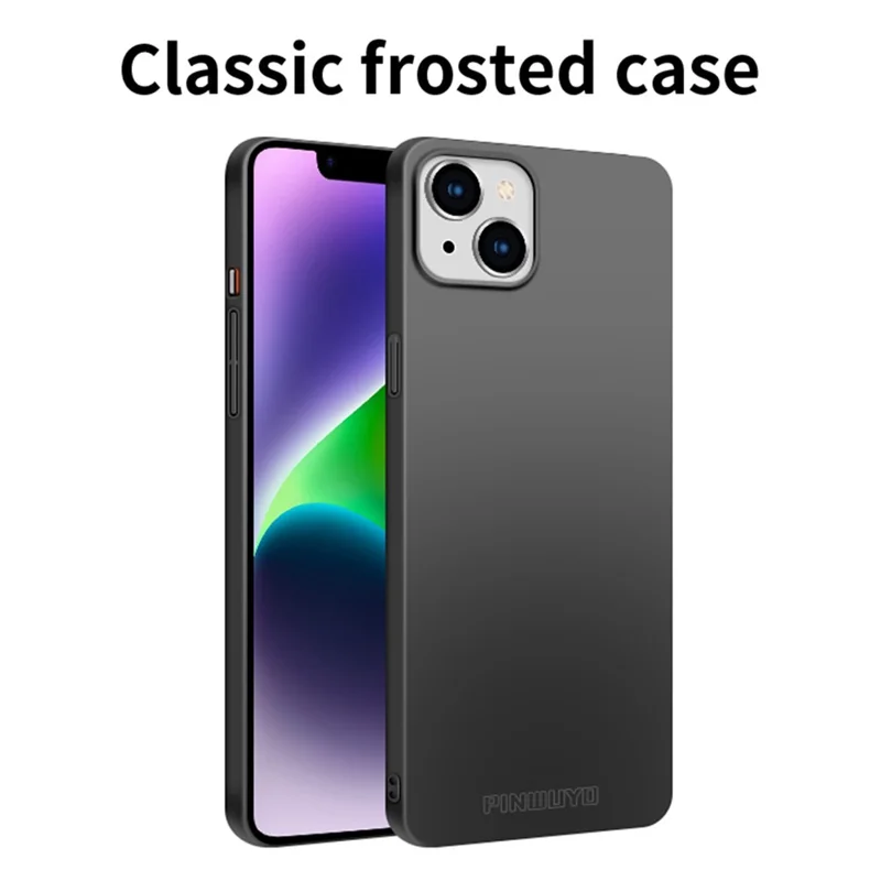 PINWUYO PC Series for iPhone 15 Hard PC Phone Case Matte Slim Phone Cover with Magnetic Ring Holder - Black