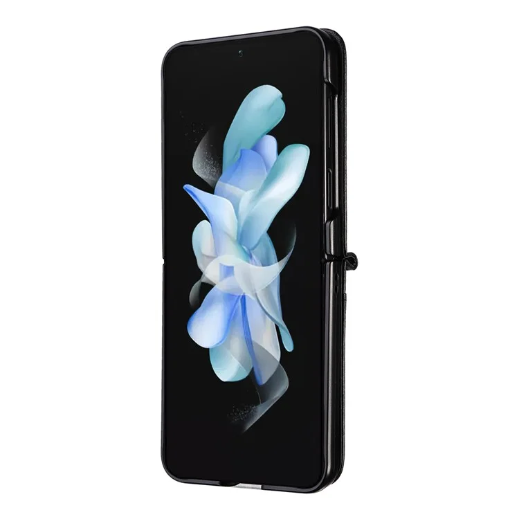 Für Samsung Galaxy Z Flip5 5G Litchi Texture One-piece Phone Case PU Leder + PC Kartensteckplatz Cover - Schwarz