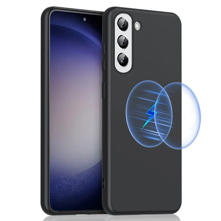 Série liquide pour Samsung Galaxy S23 FE Compatible avec Étui de téléphone MagSafe Coque arrière TPU caoutchouté - Noir