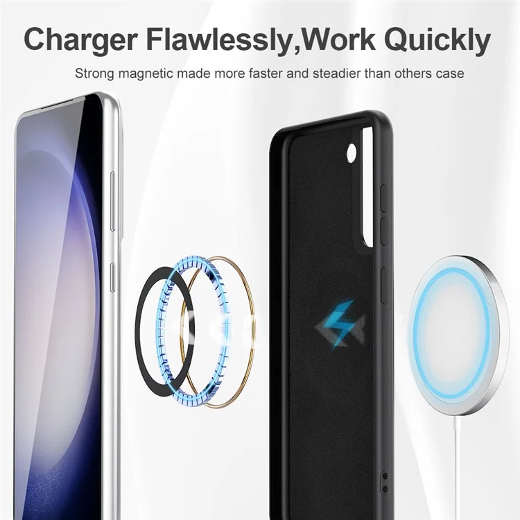Série liquide pour Samsung Galaxy S23 FE Compatible avec Étui de téléphone MagSafe Coque arrière TPU caoutchouté - Noir