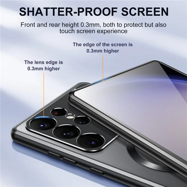 Alloy+Acrylic Back Phone Cover for Samsung Galaxy S23 Ultra 5G Aroma Design Lens Guard Kickstand Case Compatible with MagSafe - Black