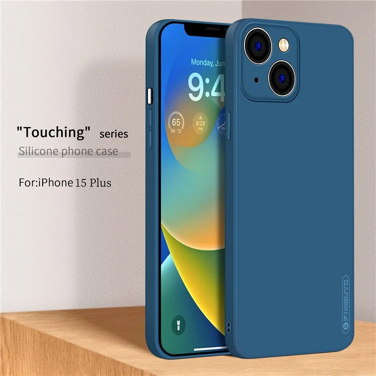 PINWUYO For iPhone 15 Plus Anti-Scratch Back Case Precise Cutouts Soft TPU Phone Cover - Dark Blue