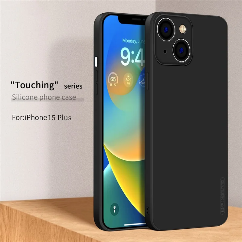 PINWUYO For iPhone 15 Plus Anti-Scratch Back Case Precise Cutouts Soft TPU Phone Cover - Black