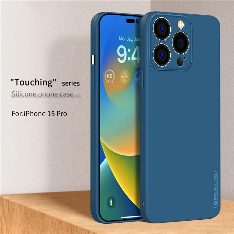 PINWUYO For iPhone 15 Pro Precise Cutouts Drop-Proof Case Soft TPU Phone Cover - Dark Blue