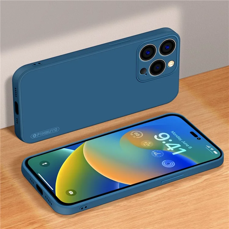 PINWUYO For iPhone 15 Pro Precise Cutouts Drop-Proof Case Soft TPU Phone Cover - Dark Blue