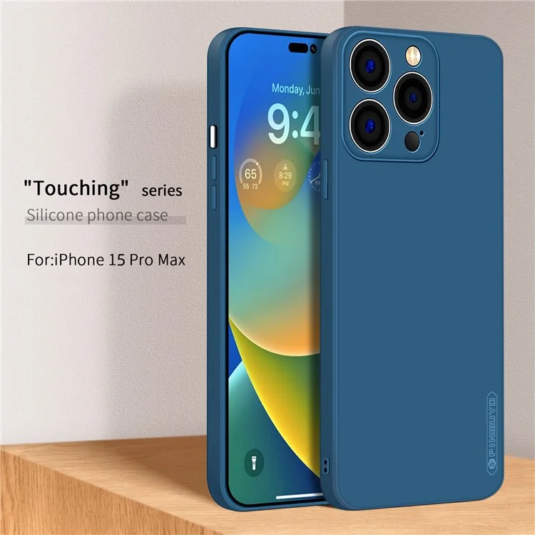 PINWUYO For iPhone 15 Pro Max Anti-Drop Phone Case Precise Cutouts Soft TPU Cover - Dark Blue