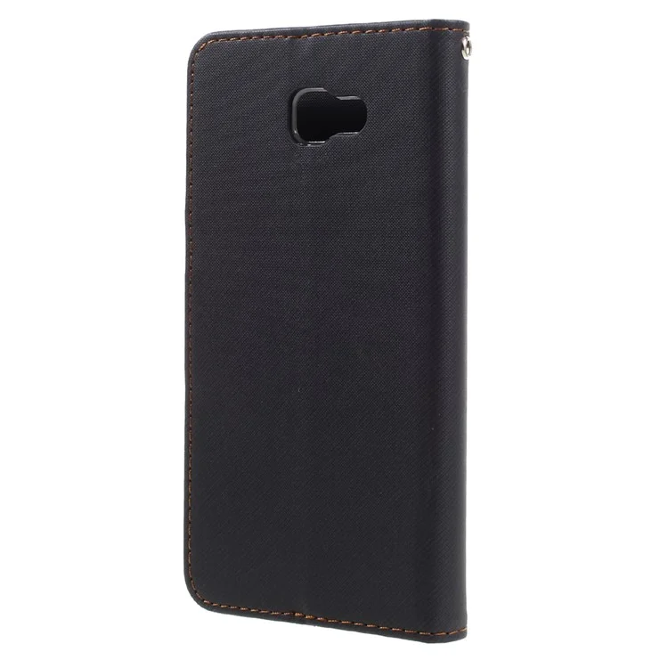 ROAR KOREA Twill Grain Leather Wallet Case for Samsung Galaxy J5 Prime/On5 2016 - Black