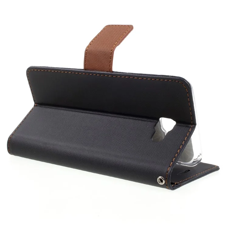ROAR KOREA Twill Grain Leather Wallet Case for Samsung Galaxy J5 Prime/On5 2016 - Black