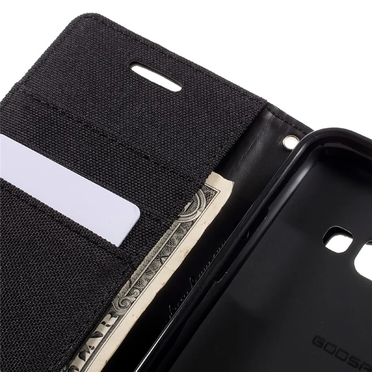 MERCURY GOOSPERY Canvas Leather Wallet Case for Samsung Galaxy J1 (2016) J120 - Black