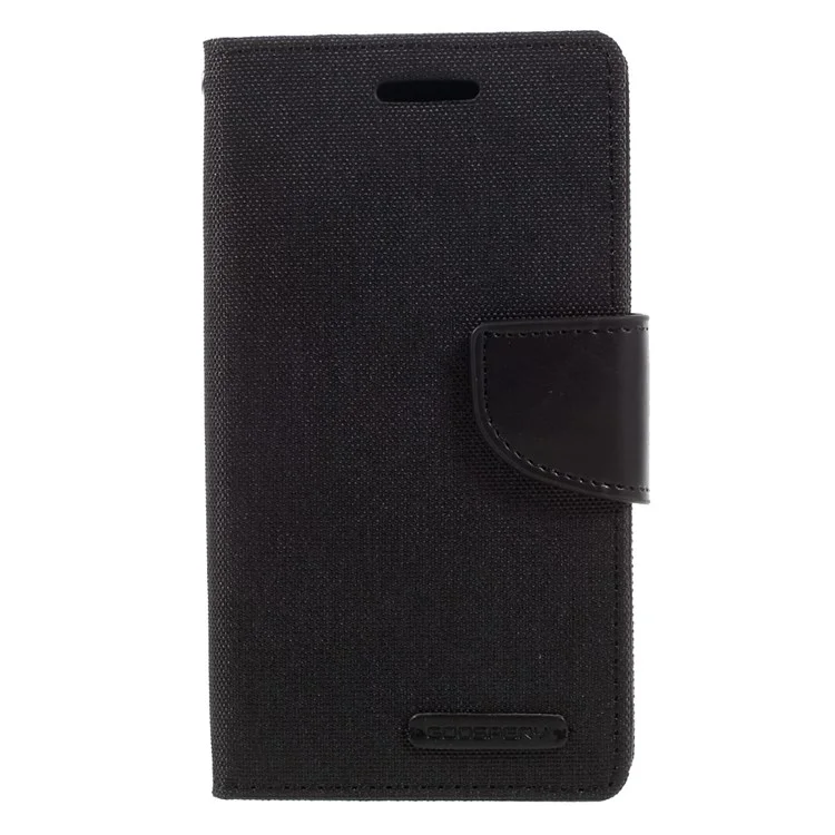MERCURY GOOSPERY Canvas Leather Wallet Case for Samsung Galaxy J1 (2016) J120 - Black