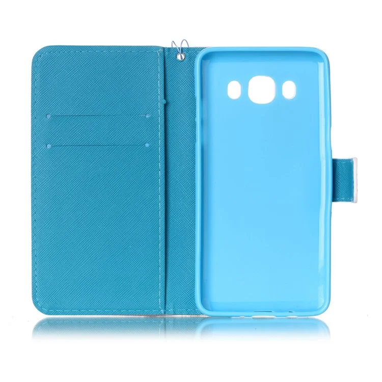 Patterned Leather Wallet Case with Lanyard for Samsung Galaxy J5 (2016) SM-J510 - Owl and Crystal Decor