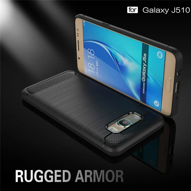Carbon Fibre Brushed TPU Case for Samsung Galaxy J5 (2016) SM-J510 - Black