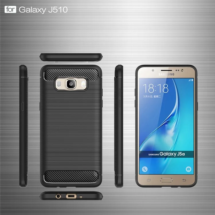 Carbon Fibre Brushed TPU Case for Samsung Galaxy J5 (2016) SM-J510 - Black